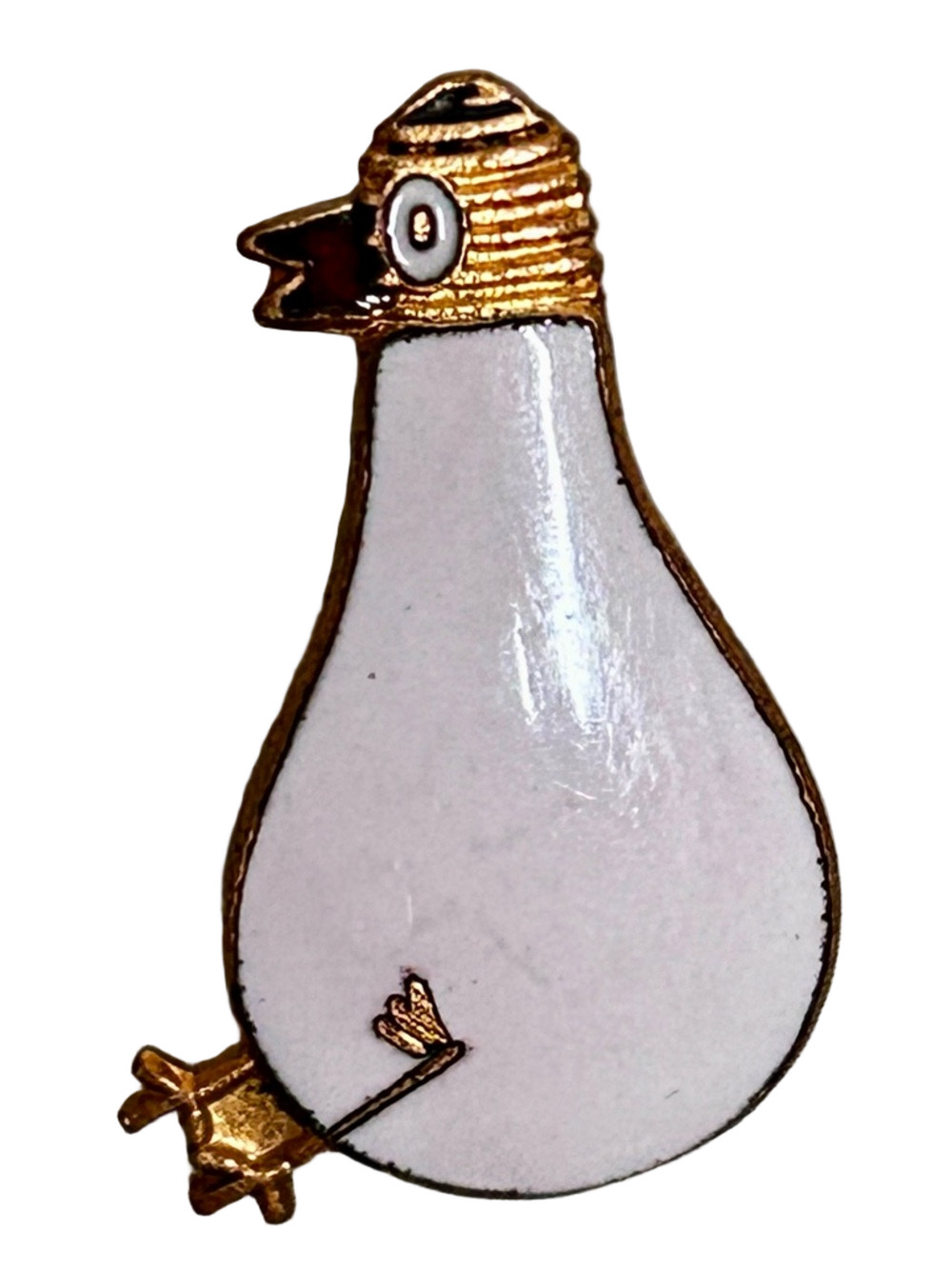 Vintage Lightbulb Bird Little Bill Pin 1960s Mascot Marked Signed